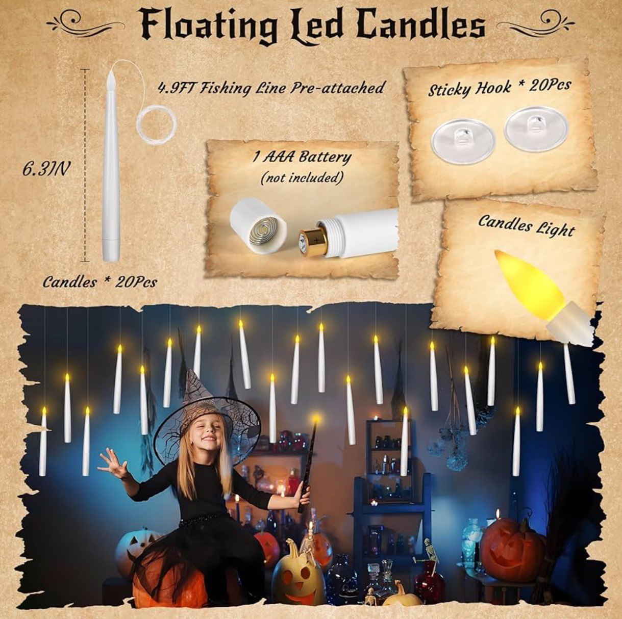 Scarelight™ Candles With Magic Wand Remote